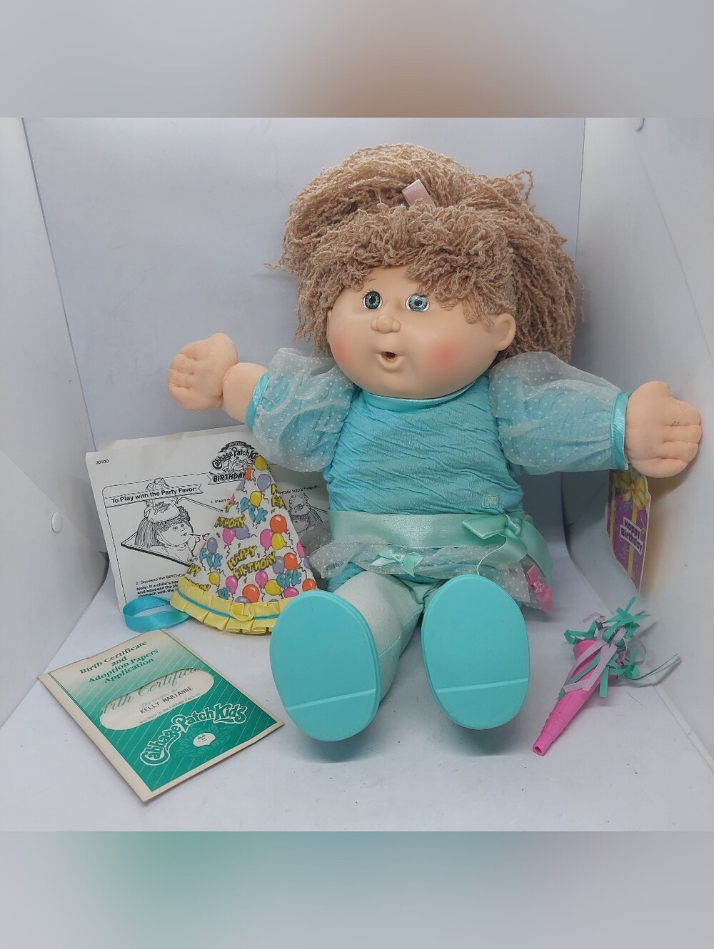 1990 Hasbro Cabbage Patch Kid Birthday Girl Turquoise Outfit With Accessories